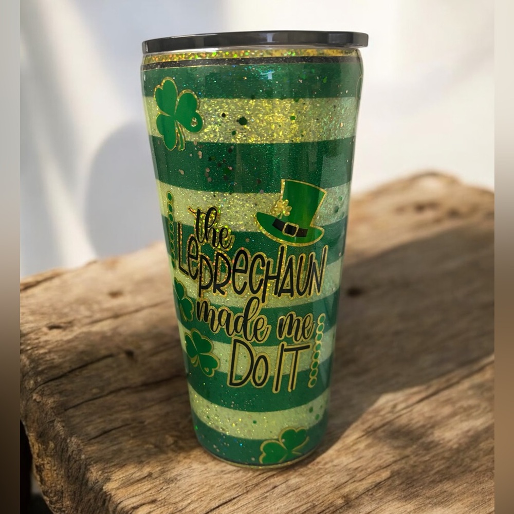 St Patty’s Tumbler “the leprechaun made me do it” Handmade 20oz Stainless Steel